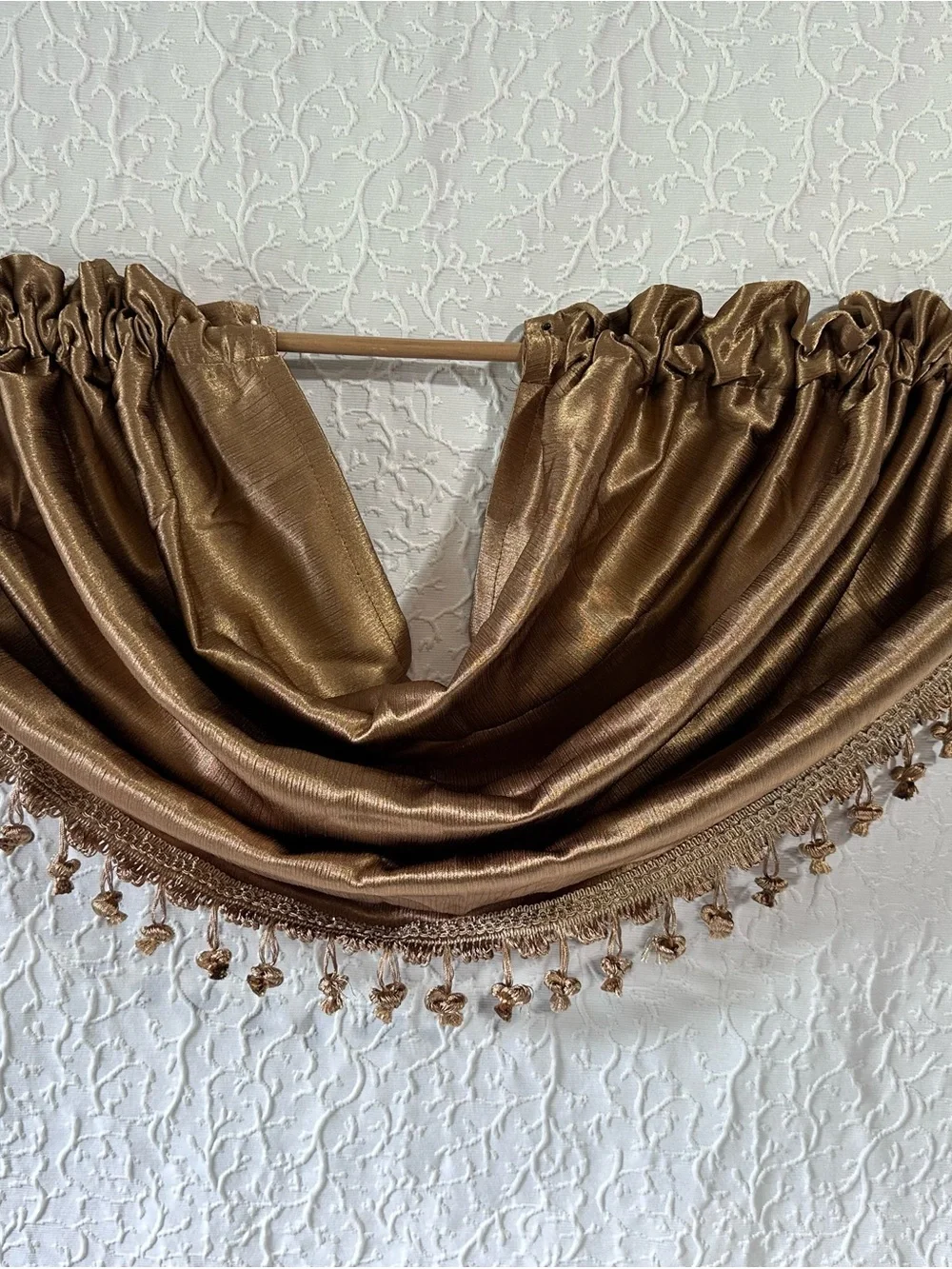 Elegant Brown Tassel Window Valance - Home Accents